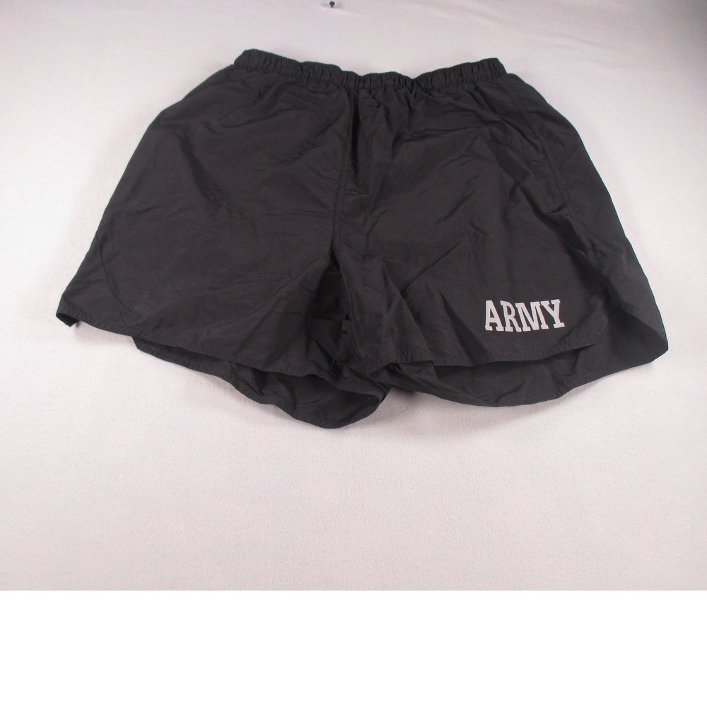 US Army PT Athletic Shorts Black Reflective Training Gym Workout Mens Size Large